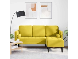 Vidaxl Conjunto De Sofás Com Almofada Amarelo Poliéster