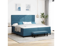 Vidaxl Cama Box Com Colchão Azul Escuro 200 X 200 Cm Veludo