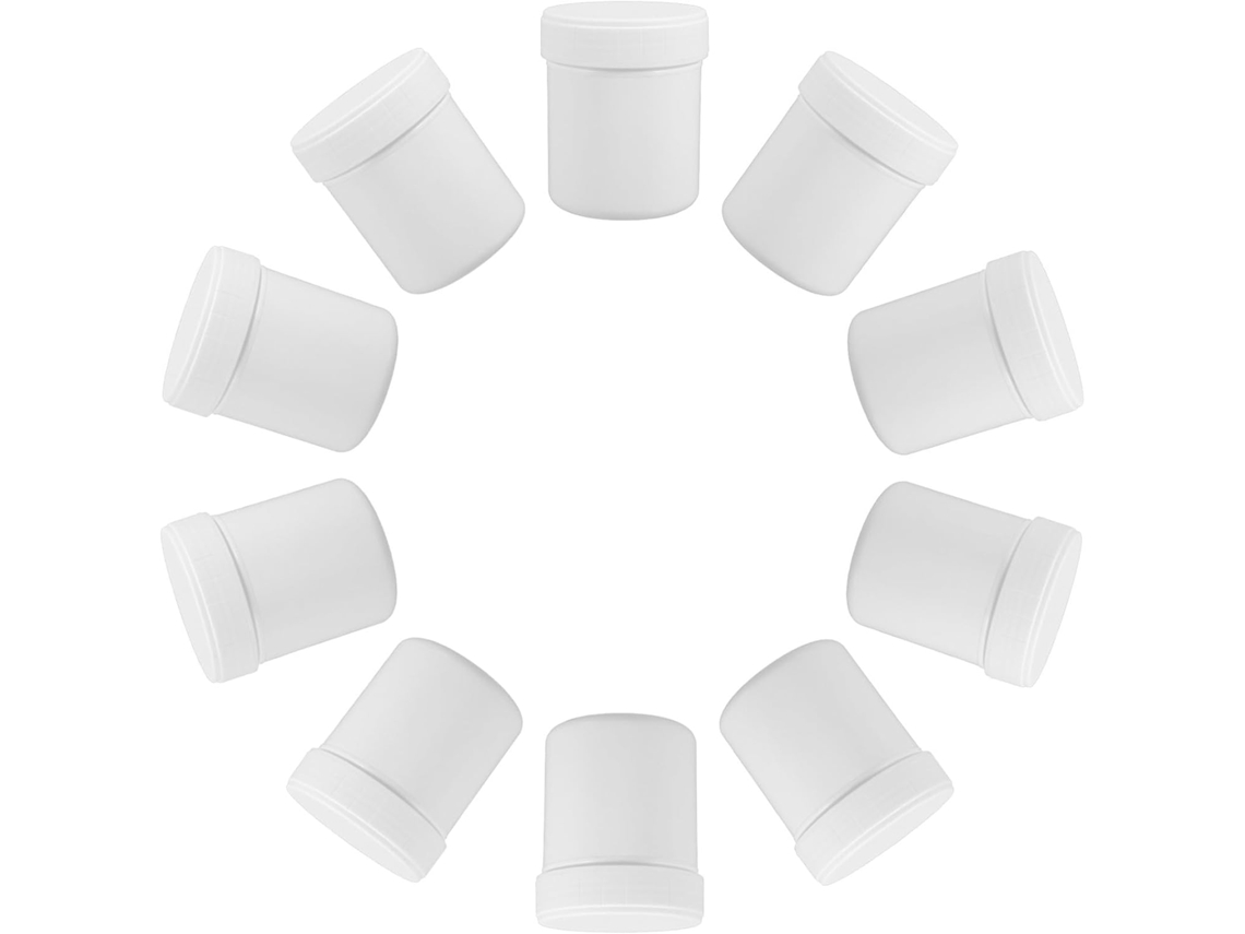 Conjunto De 10 Potes Plásticos De Boca Larga