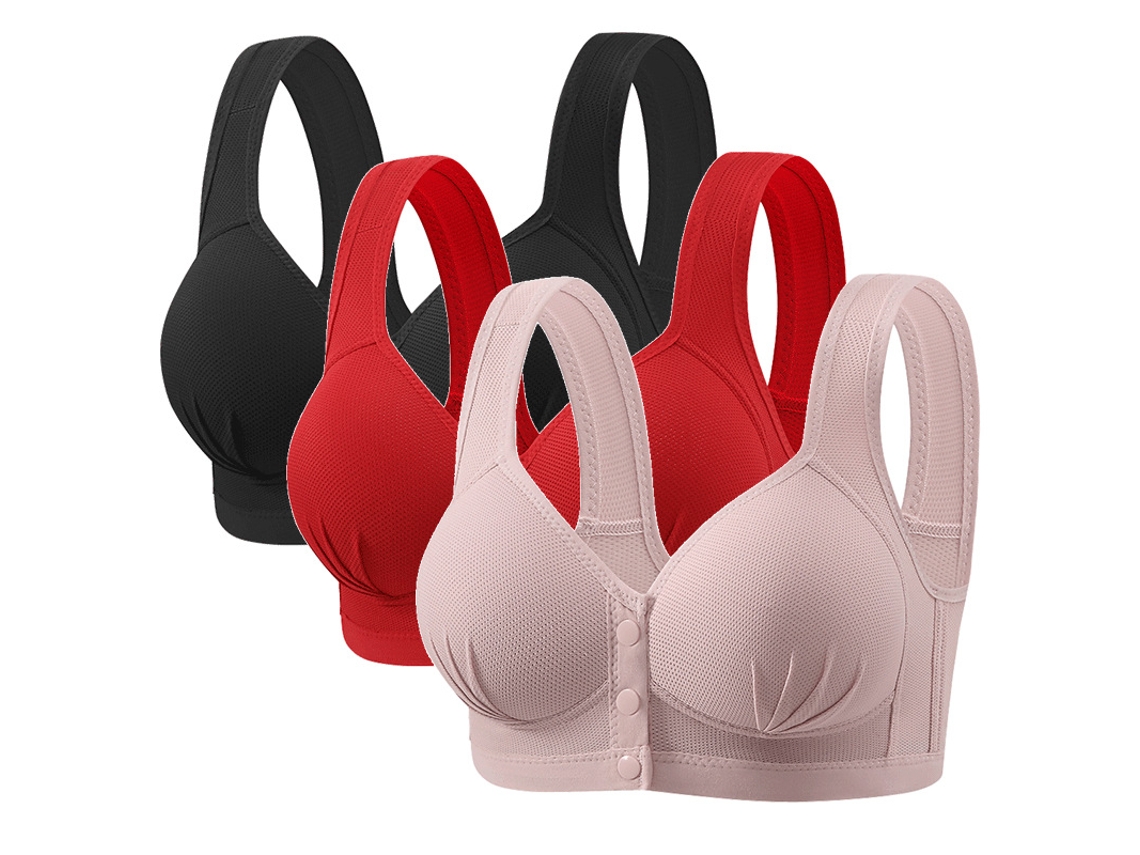 Pack De 3 Sutiãs De Amamentação Sem Costuras, Estilo Top, Com Fecho Frontal E Sem Aro (l-40/90 32c/36a) Panoona