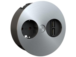 Modulo embutir twist 1toma+2usb acero inoxidable