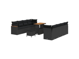 Maison Exclusive - Conjunto De Sofá De Jardim 11 Pcs Preto Vime Pe