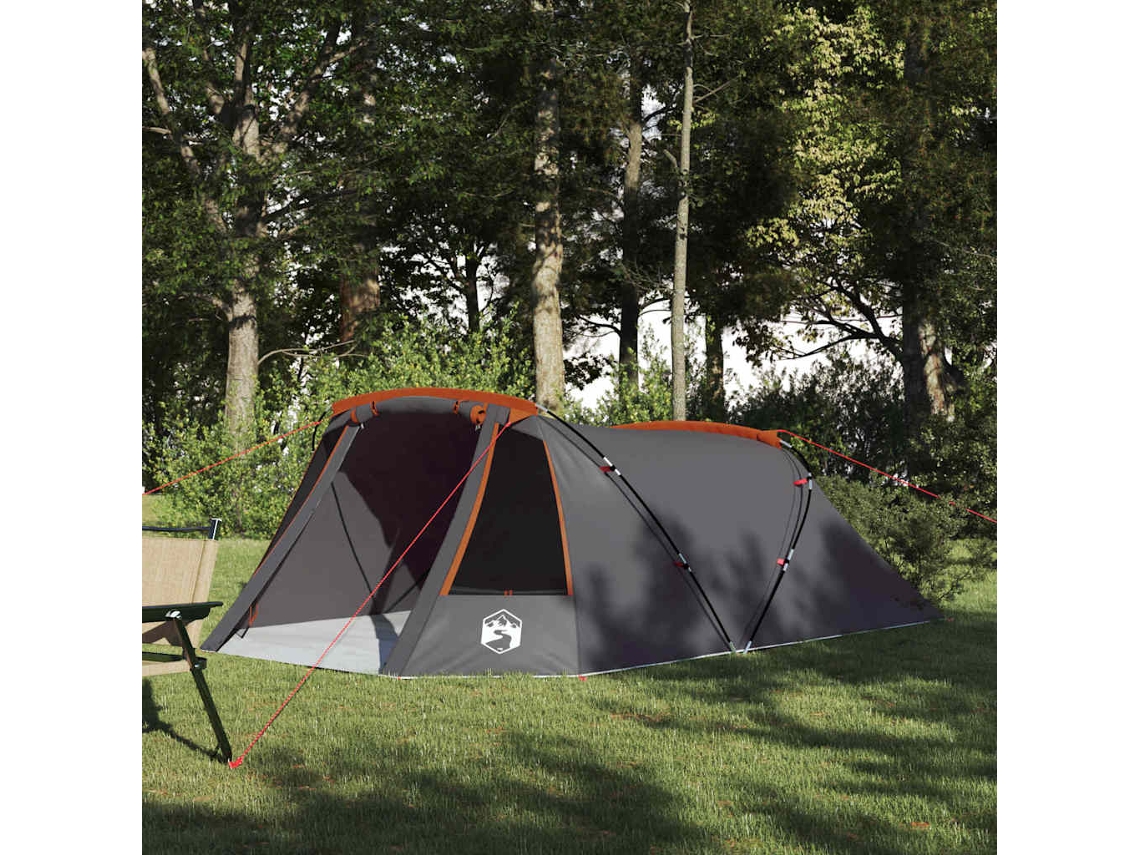 Vidaxl Tenda Tunnel Para 3 Pessoas 3 Pessoa Cinza E Laranja