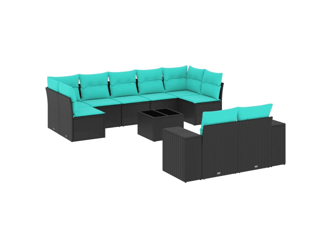 Conjunto de Sofá Jardim 3 Peças Almofadas Rattan Sintético MAISON EXCLUSIVE