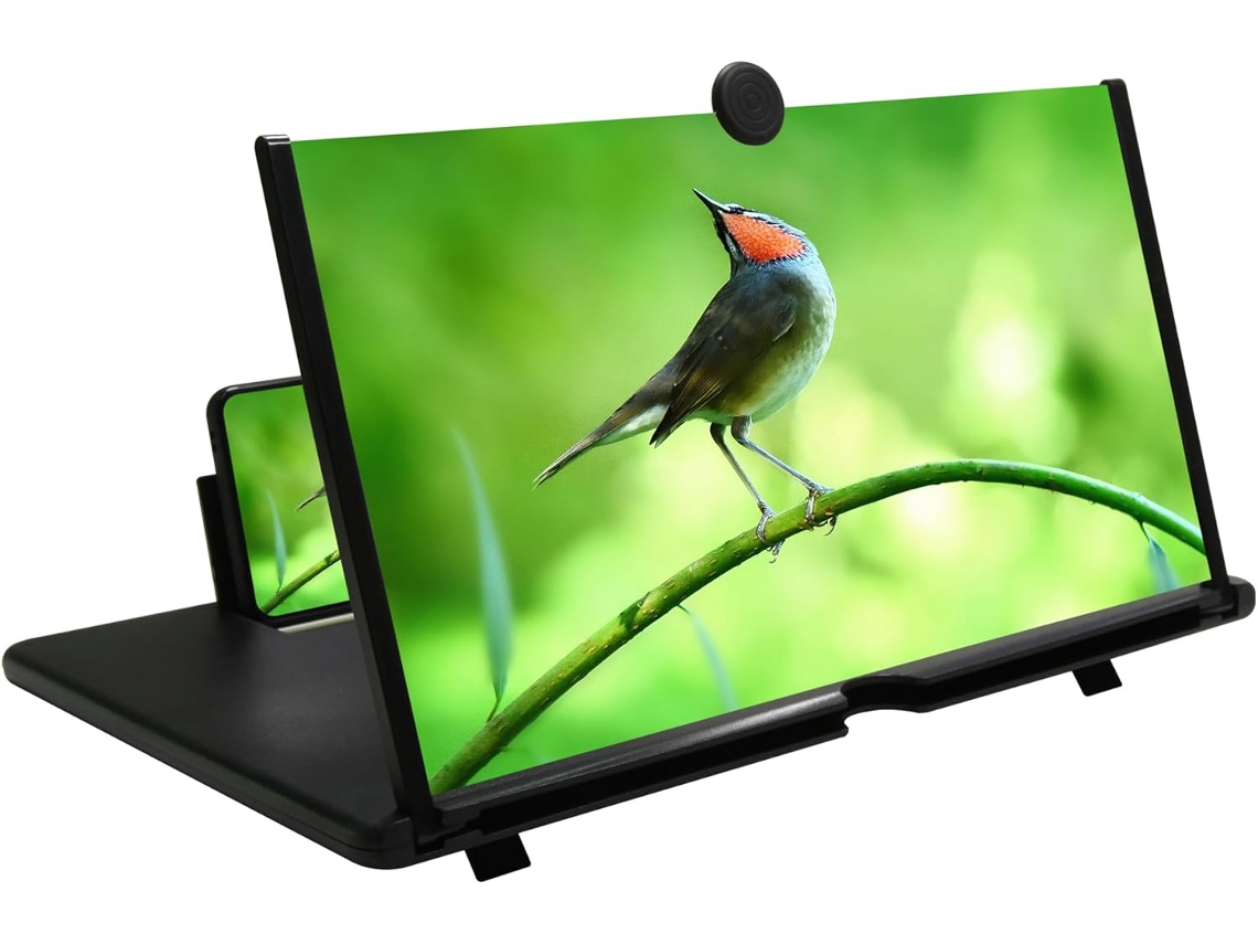 Amplificador De Tela De 12 Polegadas, Modelo Mais Recente De 2025, Para Filmes Em Smartphones 3d Hd, Com Suporte Dobrável Em Couro Para Todos Os Dispo