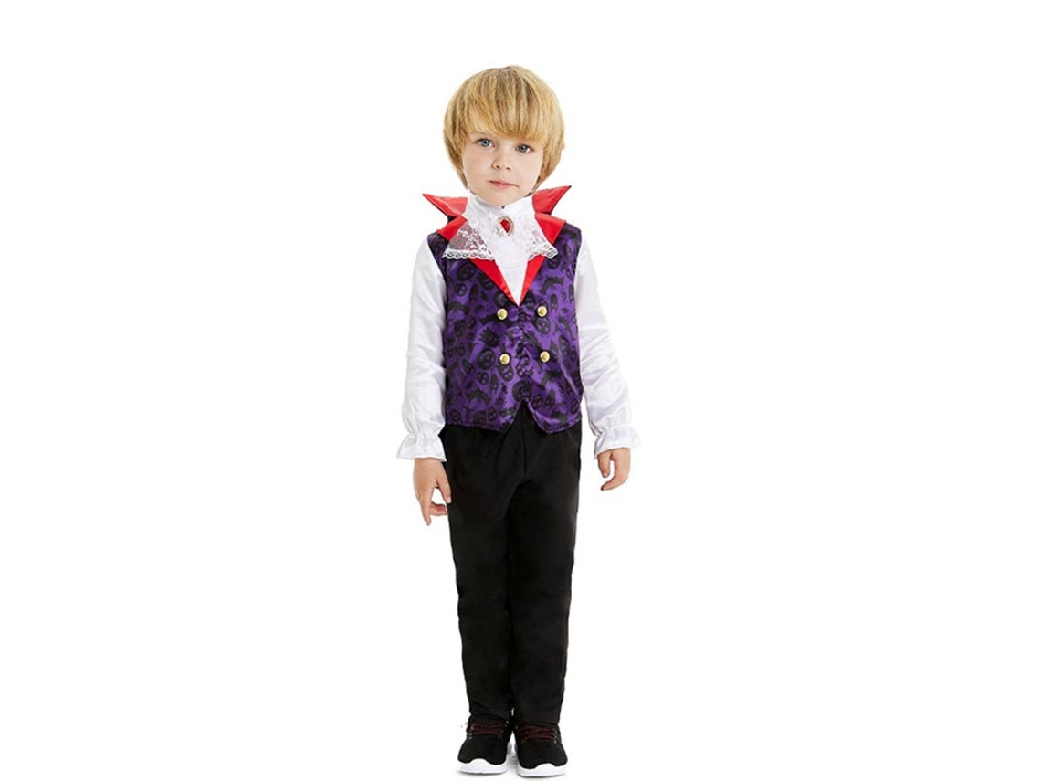 Fato clássico de vampiro com capa e gola para bebé e criança