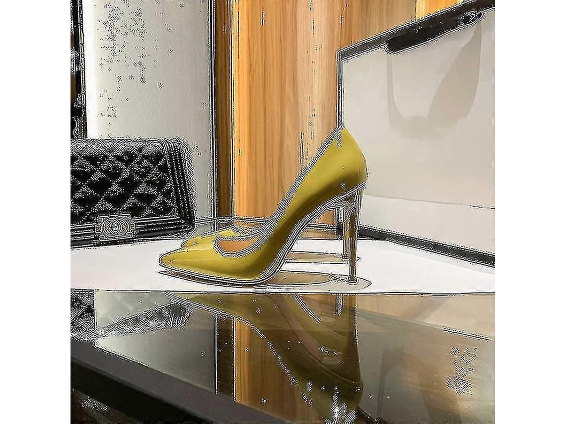 Zapatos De Tacón Alto Delgado Para Mujer Com Ponta Aguda 8cm, Tacones Vermelhos Para Casamentos 42 Amarillo 8cm