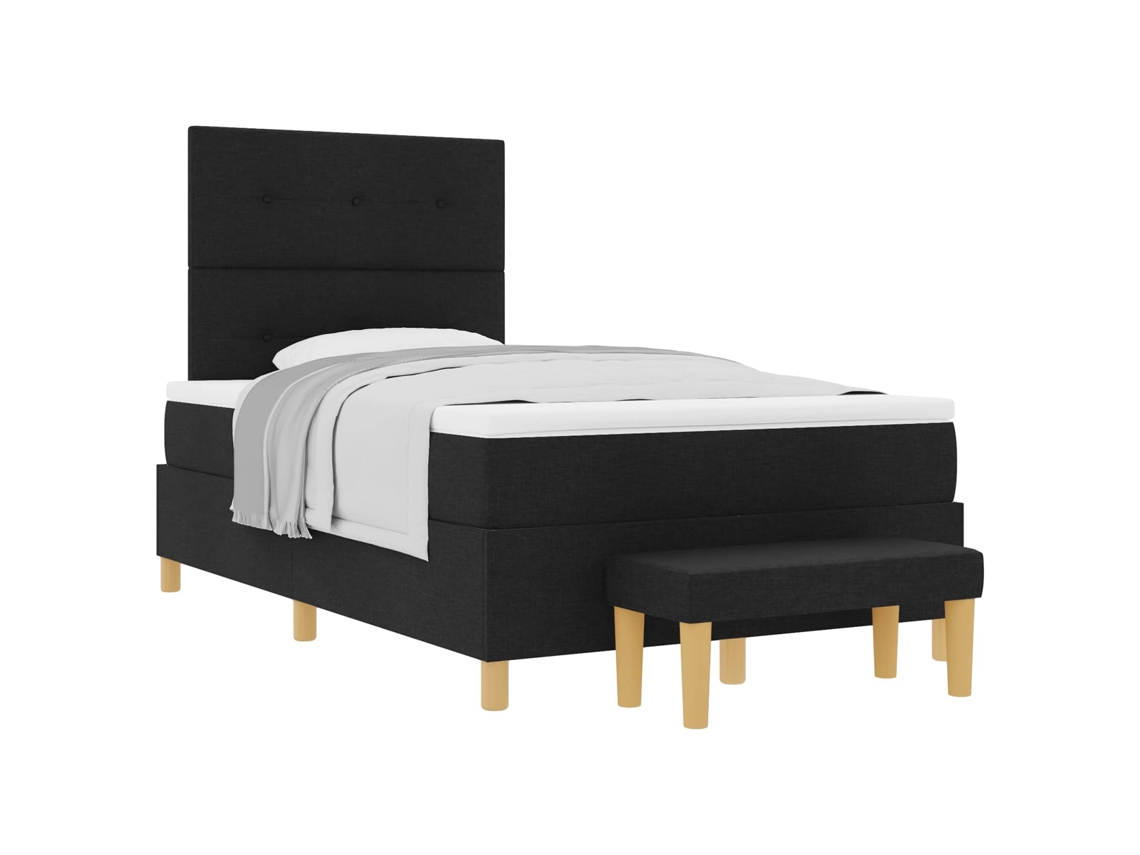 Cama Box com Colchão com Cabeceira Preto Tecido MAISON EXCLUSIVE (120x190 cm)