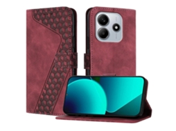 Capa De Couro Com Padrão De 7 Formatos E Suporte Tipo Carteira, À Prova De Choque, Marrom, Para Xiaomi Redmi Note 14 4g (164,84 X 78,15 X 8,16 Mm)