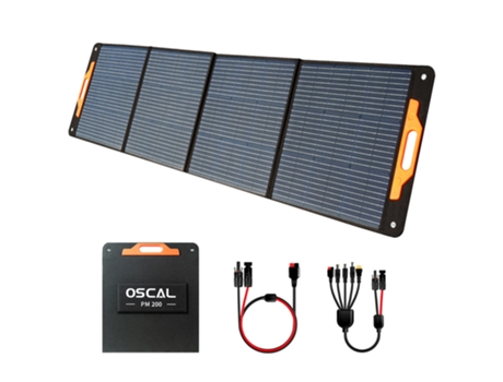 Painel Solar Dobrável BLACKVIEW OSCAL Pm200 200W Suporte Ajustável 22% Eficiência de Conversão Solar Material Etfe