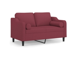 Maison Exclusive - Sofá 2 Lug. + Almofadas Decorativas 120cm Tecido Vermelho Tinto