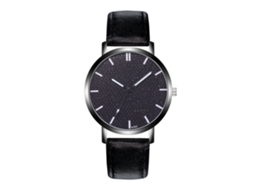 Relógio Casual de Moda Masculino Zhoulianfa com Pulseira de Couro Quartzo Preto