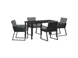 Maison Exclusive - Conjunto De Jantar Para Jardim 5 Pcs Preto Aço Revestido A Pó