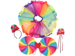 Fantasia De Fada Para Meninos E Meninas: Varinha Arco-íris, Tiara, Saia, Acessórios