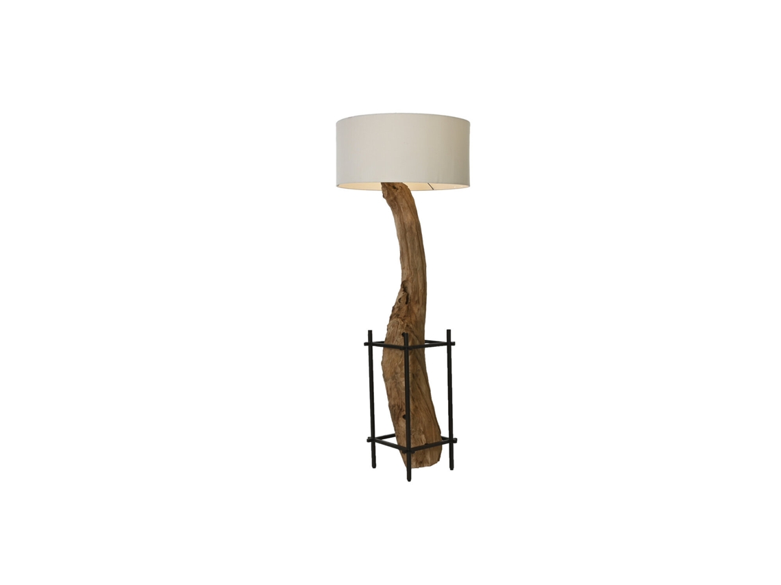 Luminária de Chão Artesanal em Teca e Ferro, 75x75x200cm ALEXANDRA HOUSE LIVING