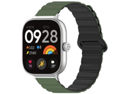 Bracelete Para Redmi Watch 6 / 5 / 4 - Silicone Magnético Brilhante Verde Militar E Preto