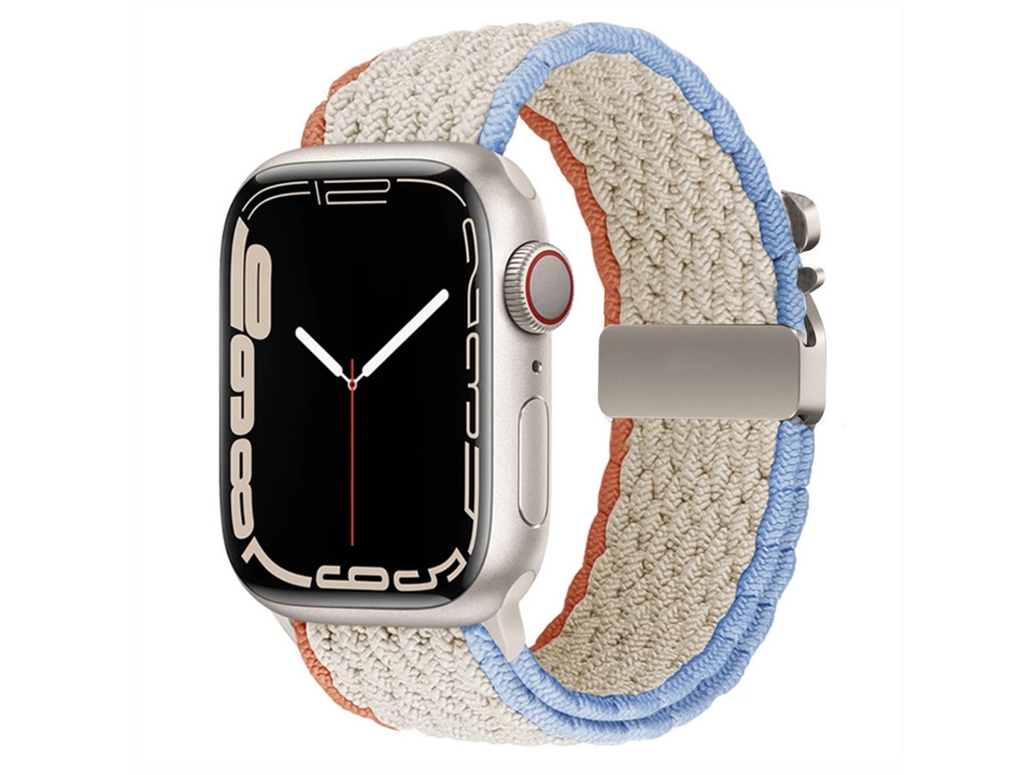 Pulseira de Nylon com Fivela Paraquedas E Design Rainbow para Huawei Gt5 Samsung Watch7, Esportiva, Branco Creme, 18mm