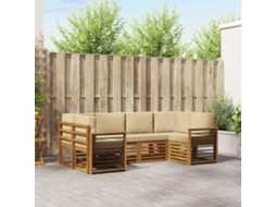 Vidaxl Conjunto De Sofá Sectional Com Almofada 6 Pcs Natural