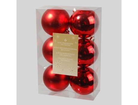 Conjunto de Bolas de Natal EMINZA Mm Alpino Vermelho - 6un (8 cm)