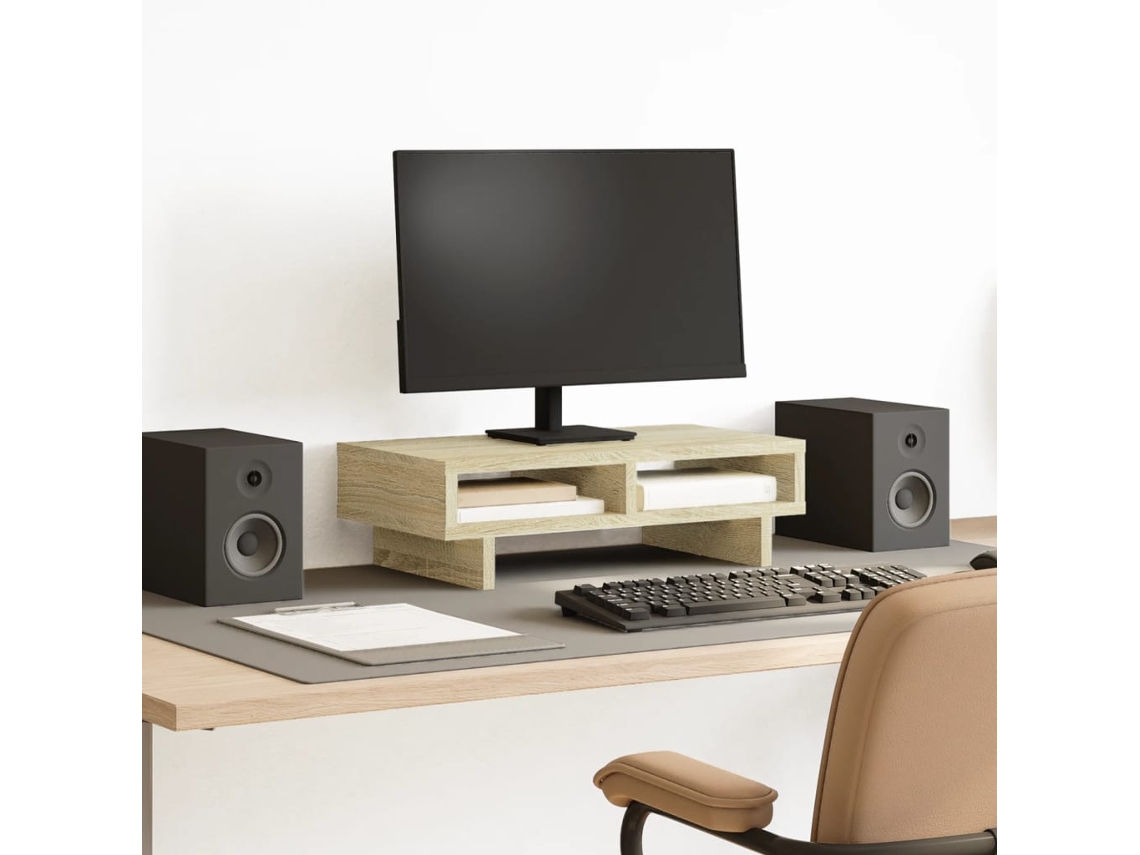 Vidaxl Suporte Para Monitor Derivados De Madeira Carvalho Sonoma