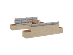 Conjunto 9 Conjunto De Sofá De Jardim Vidaxl Bege Vime Pe (100 X 55 X 73 Cm)