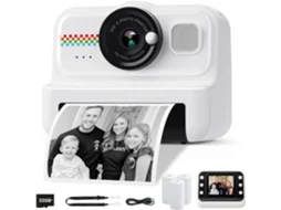 Máquina Fotos Infantil Impressão Instantânea,1080p Hd, 32gb, 3 Rolos Papel, para 3 14 Anos Branco HEXINYIGJLY