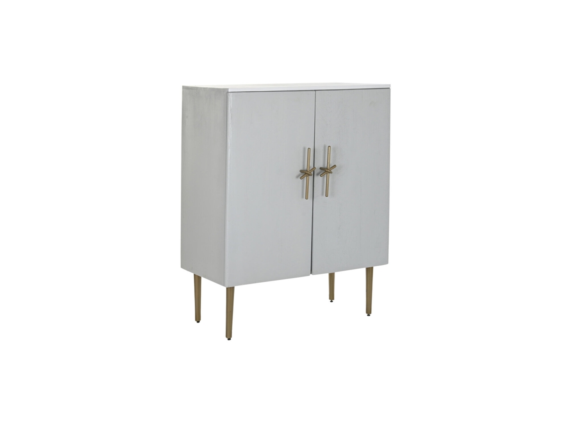 Guarda-roupa de madeira de mangueira e ferro branco com arco, 85x45x110cm