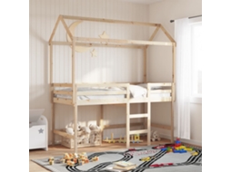 Cama Alta C/ Escada E Telhado 90x190 Cm Pinho Maciço