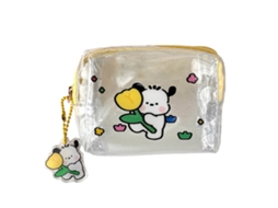 Bolsa de armazenamento de moedas transparente PVC impermeável leve desenho animado amarela para mulheres meninas S/MARCA