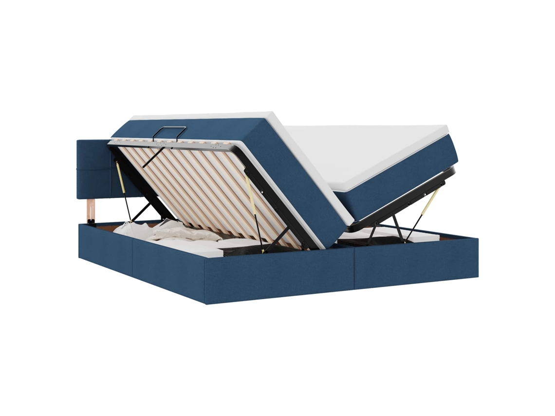 Cama de Armazenamento Led com Colchão Azul MAISON EXCLUSIVE (200x200 cm)