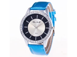 Reloj De Cuarzo Con Correa De Cuero Estilo Simple Moderno Para Estudiantes Azul