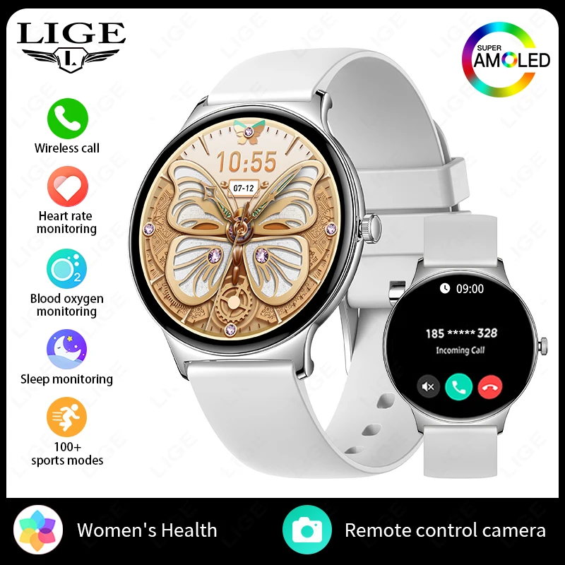 Smartwatch, Tela Amoled de 1,43 Polegadas, Chamadas Sem Fio, Recursos de Esportes e Saúde. MDUG (branco)
