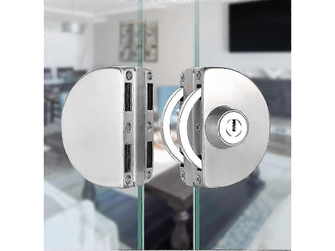Fechadura De Aço Inoxidável Para Porta Vidro, Sem Necessidade Furação Dupla Vidro Central Deslizante Lucky Vidro.