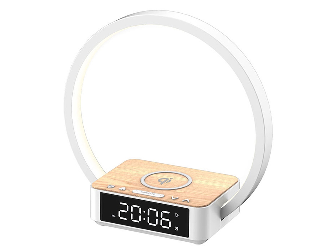 Luminária De Mesa Com Despertador, Carregador Sem Fio Qi, Luz De Despertar Para O Nascer Do Sol Para Quarto Aquaforge (três Níveis De Brilho)