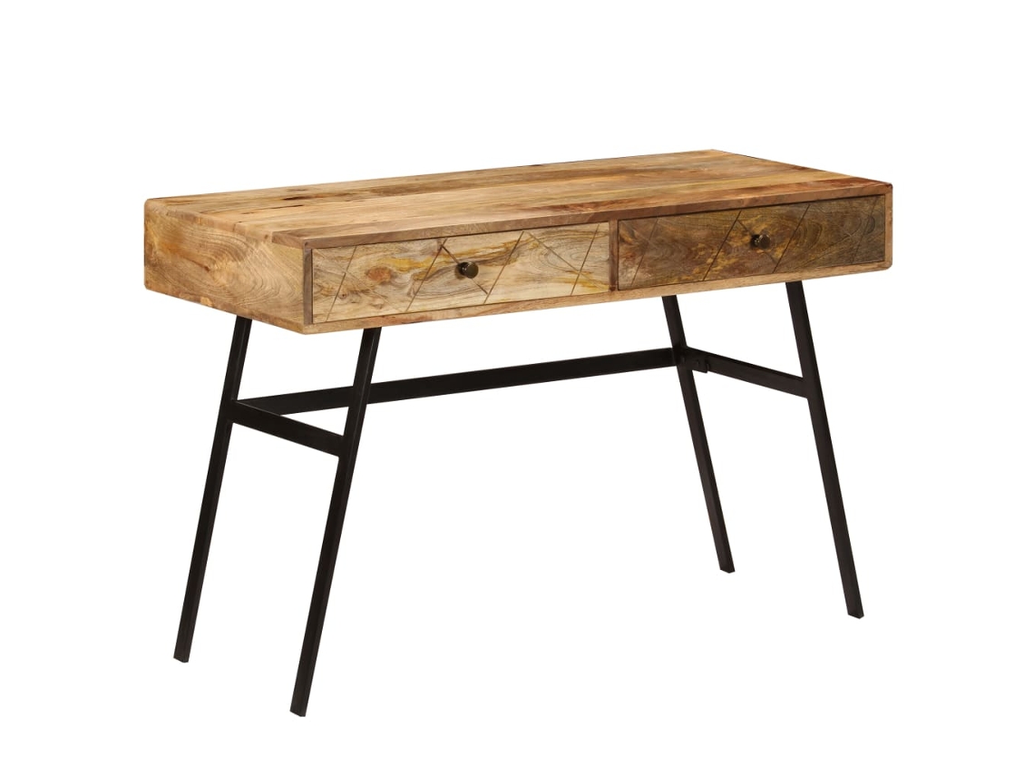 Vidaxl Secretária Com Gavetas Madeira Mangueira Maciça 110x50x76 Cm