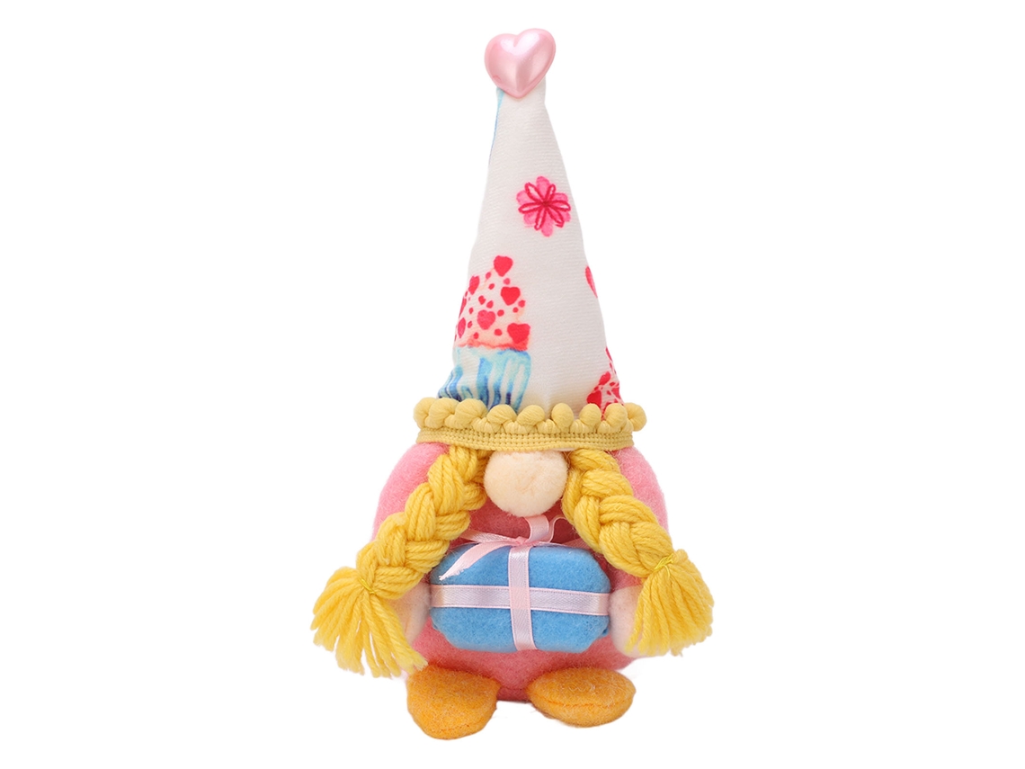 Mali brinquedo Pelúcia Gnome Adorável Decorativo Macio Presente Aniversário Penteado 10x8x27cm