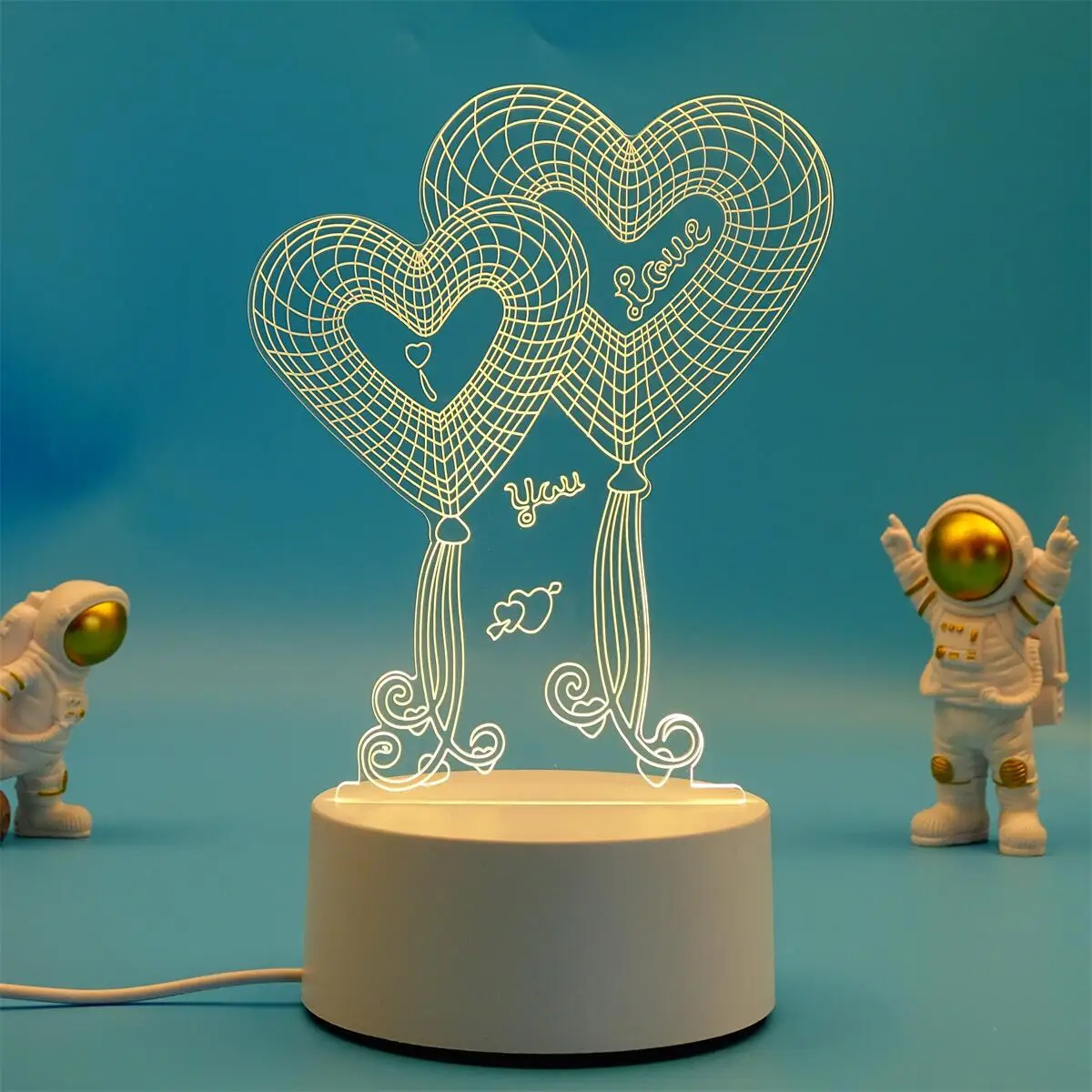 Luminária Noturna Led Usb 3d em Acrílico , Ideal para Decoração de Casa e Quarto. MDUG (3 Cores)