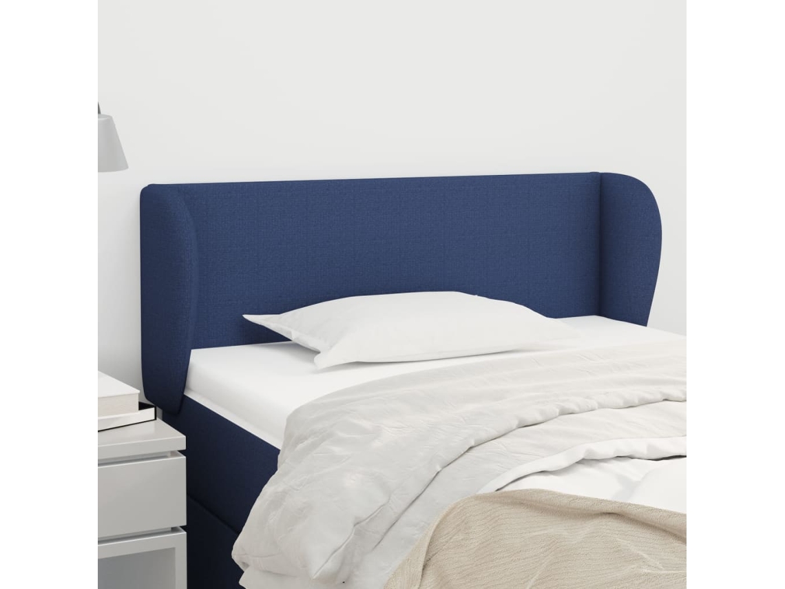 Vidaxl Cabeceira De Cama C/ Abas Tecido 83x23x78/88 Cm Azul