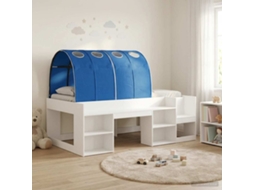 Vidaxl Cama Com Túnel 3 Unid. Branco E Azul Derivados De Madeira