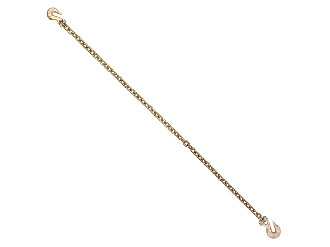 Corrente de Reboque G80 com 2 Ganchos Pressão Garfo, 1 Peça, 8 Mm X 433 Cm, Carga 2,22 Toneladas, Registro Resistente para Transporte Equipamentos