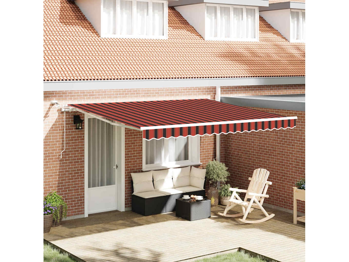 Vidaxl Toldo Retrátil Laranja E Marrom 400 × 300 Cm Poliéster