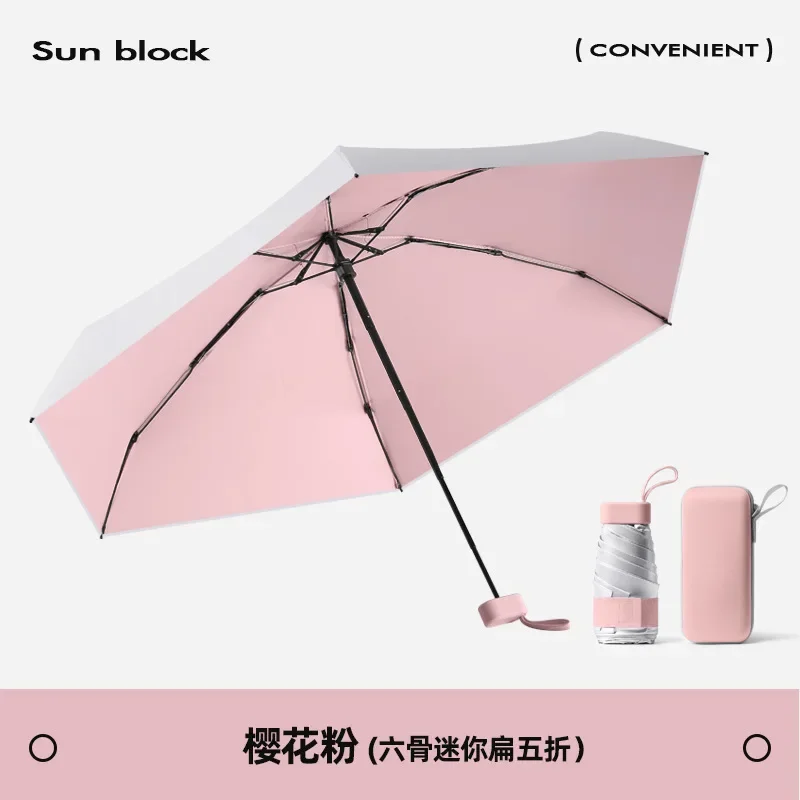 (rosa Ferro) Mini Guarda-chuva De Bolso Feminino Com Proteção Uv, Proteção Solar Upf50+, Estilo Cápsula
