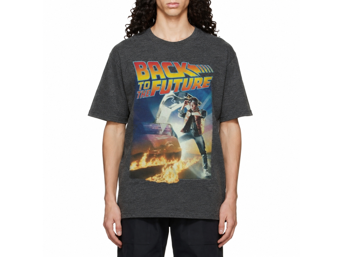 Rockinstone Back To The Future Movie Poster With A Gig Logo Heather Black Adult T-shirt Size:s