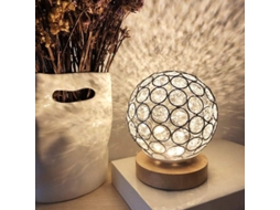 Lâmpada de mesa Nova Line, USB, cristal prata, com base de madeira ajustável, para quarto