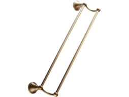 Toalheiro De Latão Com Suporte Duplo Para Toalhas Banheiro, 55cm, Marrom, Prático E Fácil De Instalar Para Hotéis