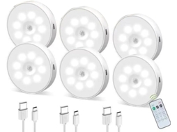 Luz Led Tricolor, Recarregável Com Sensor De Movimento, Para Bancada Gokoco (pacote Com 6)