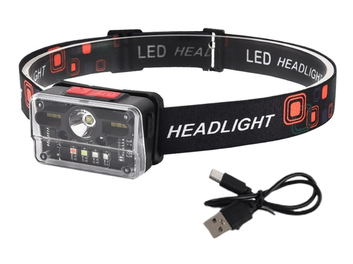 Farol Recarregável Luz De Acampamento Recarregável Usb Com Sensor Inteligente 9 Modos De Engrenagem Lanterna De Água Para Testa Corrida Yunzii