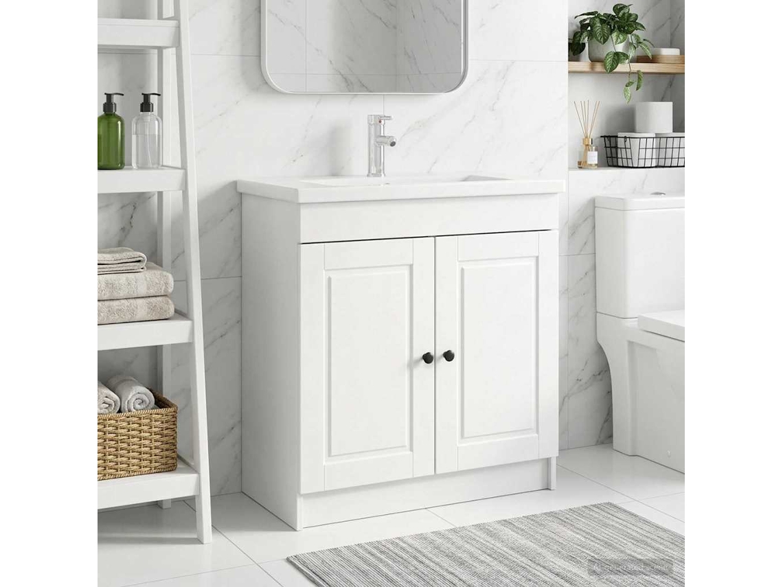 Vidaxl Armário De Banheiro Embaixo Da Pia Branco 78,5 X 37,5 X 81 Cm