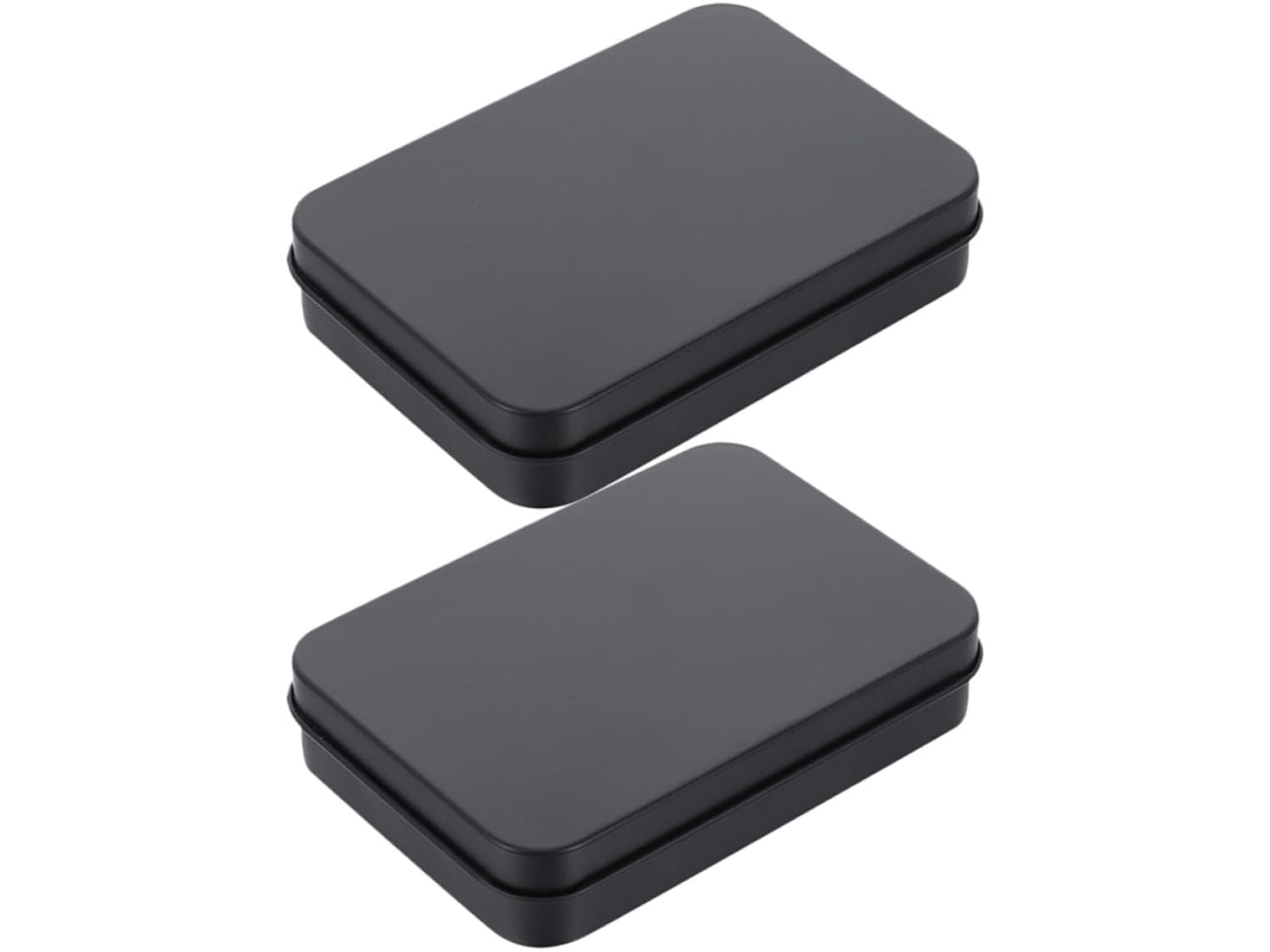Caixas de Metal Pretas para Guardar Cartas de Baralho, Estojos Retangulares Compactos com Tampas. CHABERLU