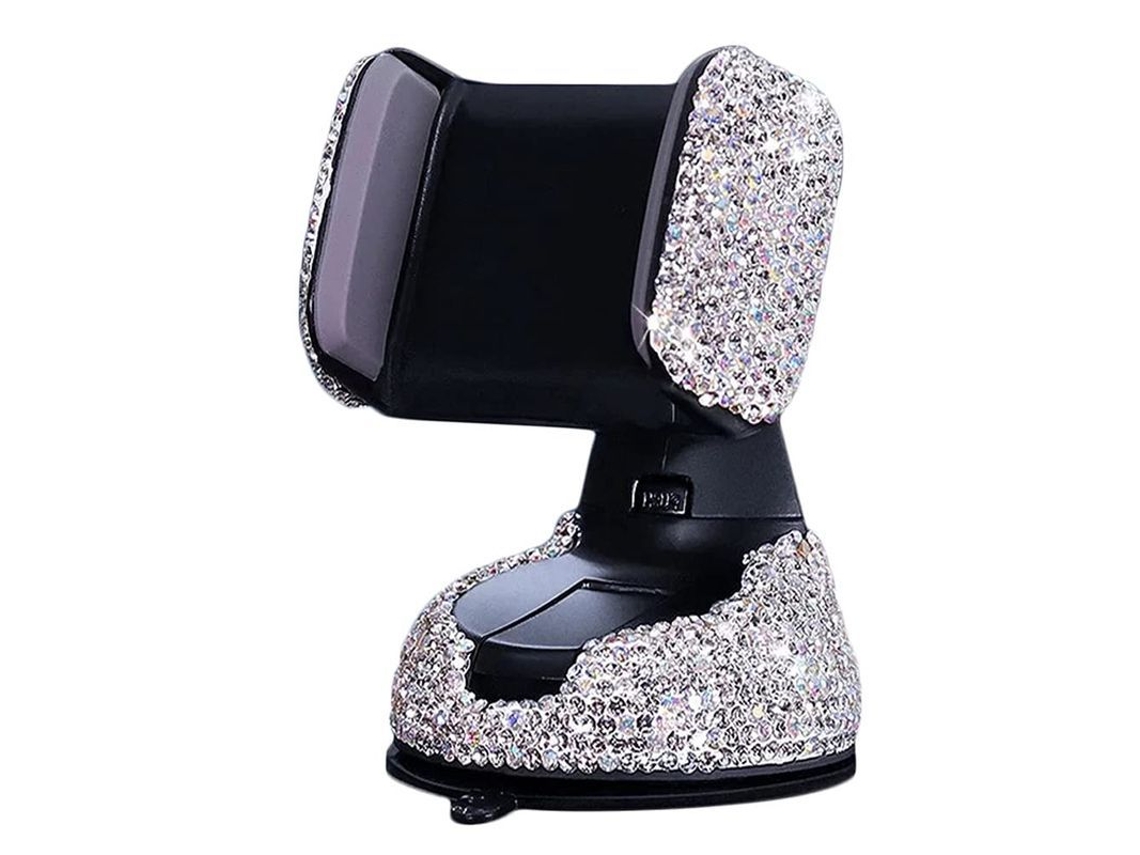 Suporte para telefone LINJOU com cristais, ajustável 360°, universal, com pedras brilhantes